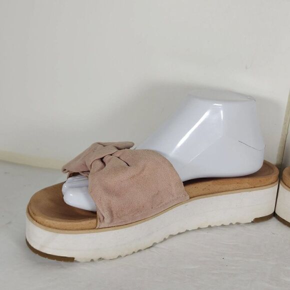 UGG Women's Joan US 10 Pink Suede Bow Open Toe Platform Slide Sandals - Picture 6 of 14